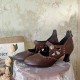 Sentaro Yellow Wine Vintage Cut Shoes(Full Payment Without Shipping)
